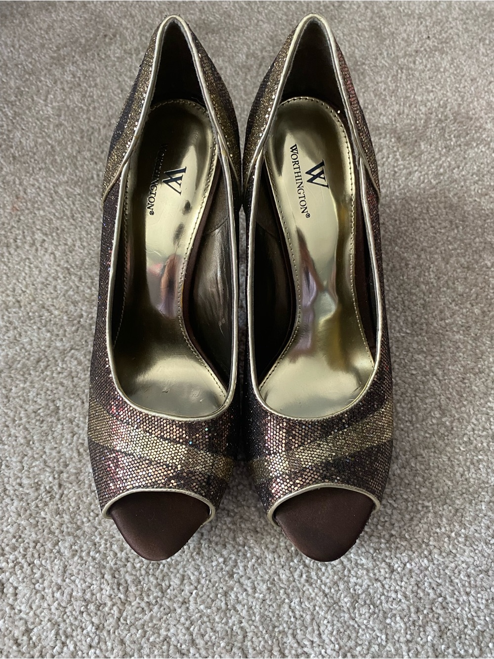 Worthington Lana Gold Ombré Copper Metallic Sparkle Stiletto Pumps Women’s Sz 9